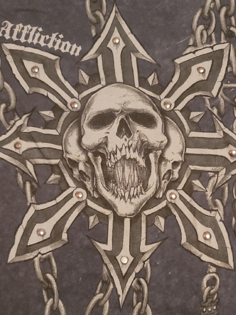 Affliction Studded Men's Medium Black Shirt 2 small holes - Picture 9 of 9